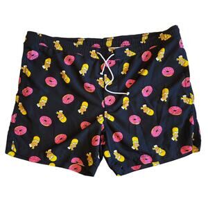 The Simpsons Homer Simpson Pink Donut Swim Trunks Board Shorts Mens Size Medium